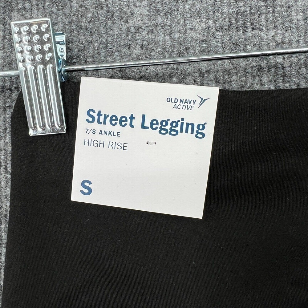 Old Navy Street Leggings Womens S Black Gray Tuxedo Stripe Ankle Zip High Rise - Picture 4 of 8